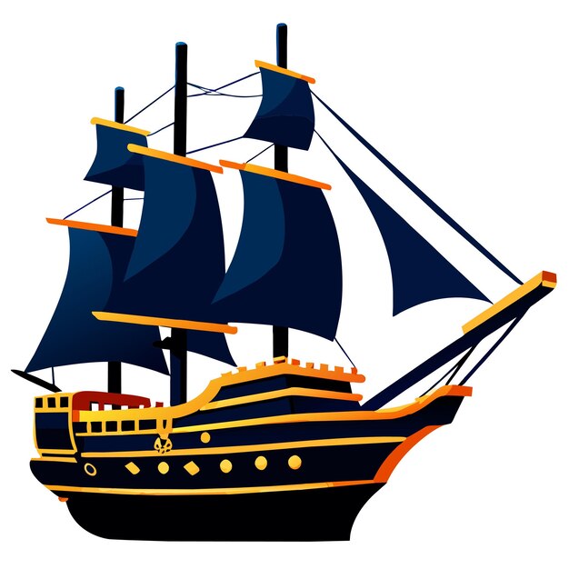 Vector illustration of a realistic pirate ship