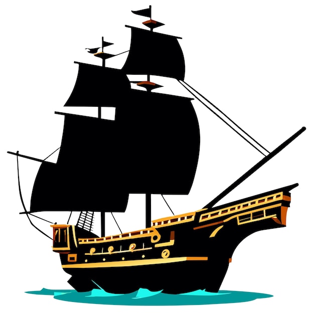 Vector illustration of a realistic pirate ship