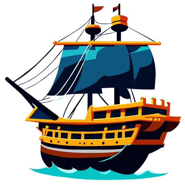 Premium Vector | Illustration of a realistic pirate ship