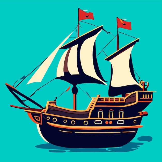 illustration of a realistic Pirate ship