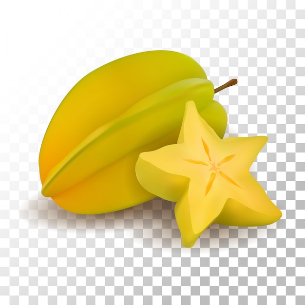 Illustration realistic star fruit on transparent