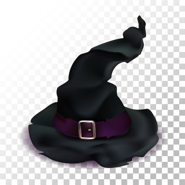 Vector illustration realistic witch hat on transparent