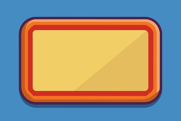 Illustration of a rectangular button with a yellowish center red border and a drop shadow effect on a blue background