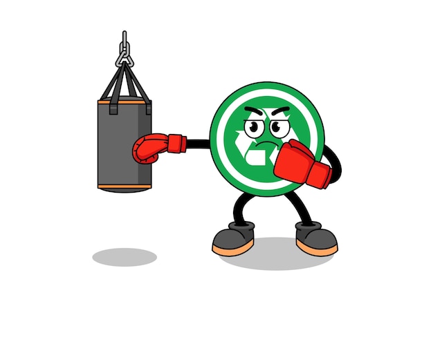 Иллюстрация дизайна персонажа боксера знака переработки