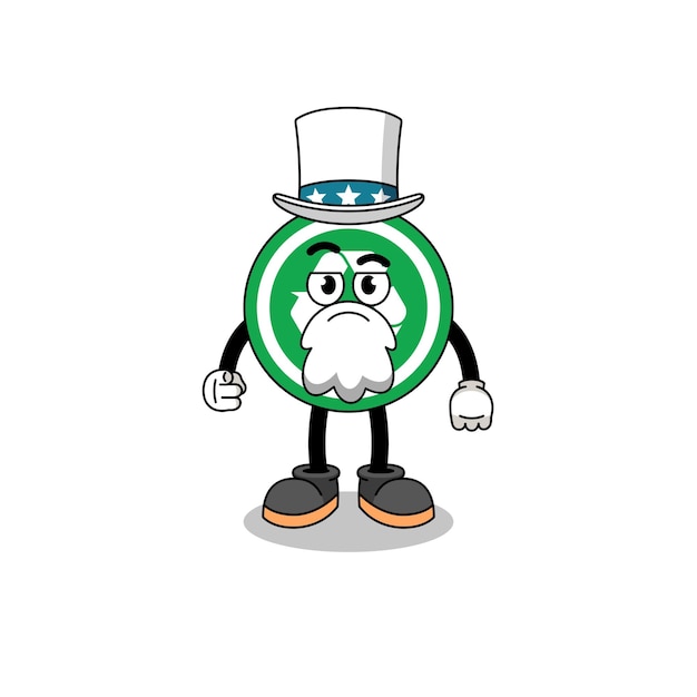 Vector illustration of recycle sign cartoon with i want you gesture character design