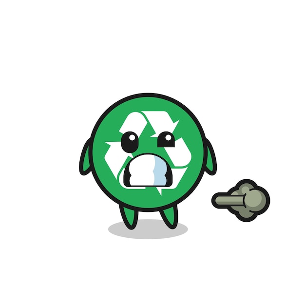 The illustration of the recycling cartoon doing fart