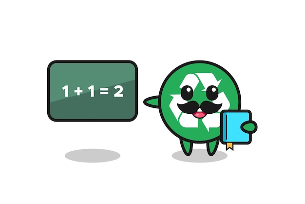 Illustration of recycling character as a teacher , cute design