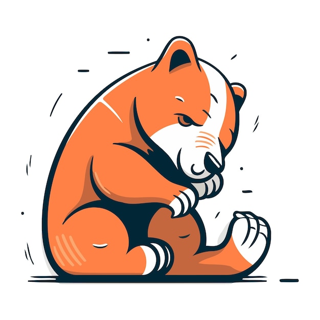 Vector illustration of a red bear sitting on the ground vector illustration