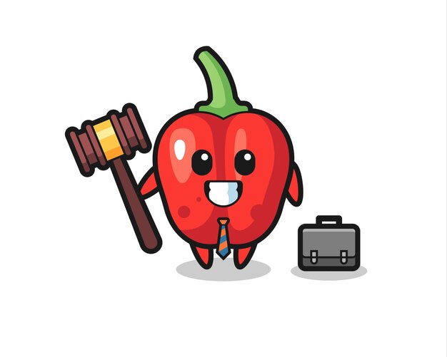 Vector illustration of red bell pepper mascot as a lawyer