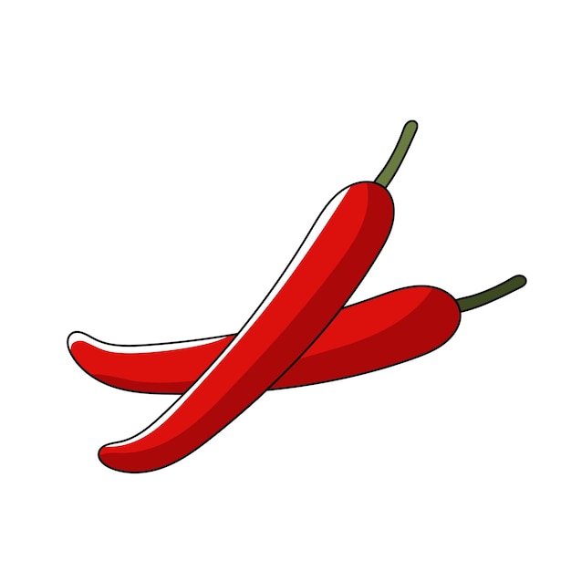 Vector illustration of red chili vector vegetables white background