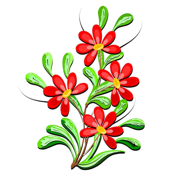 赤い色のイラスト 美しい花の植物デザイン ベクトルアート