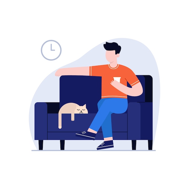 Vector illustration relax enjoy life with a glass of drink