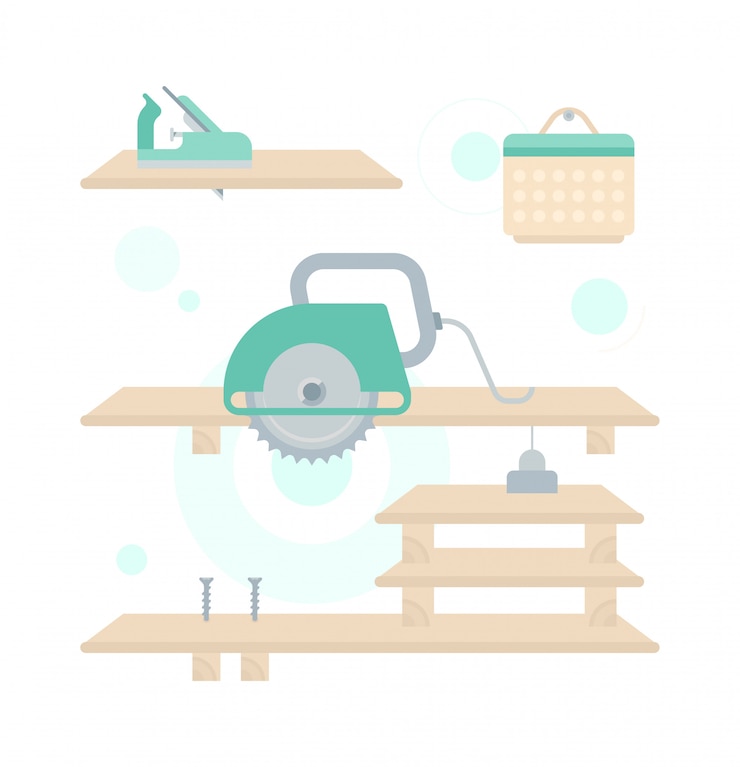 Vector 木の棚の修理のイラスト