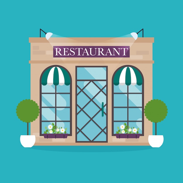 Illustration of restaurant building.
