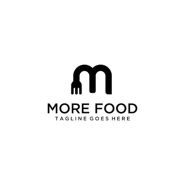 Vector illustration of restaurant with initials m with a fork logo design