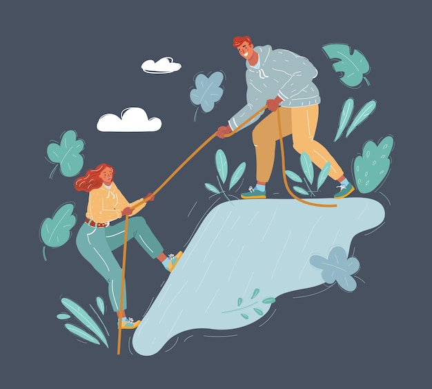 Illustration of rhe people are helping each other