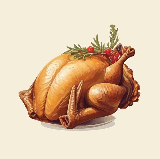 Illustration of a Roasted Turkey 02