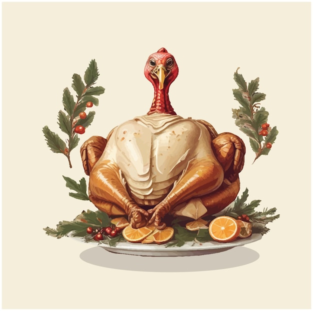 Vector illustration of a roasted turkey 05