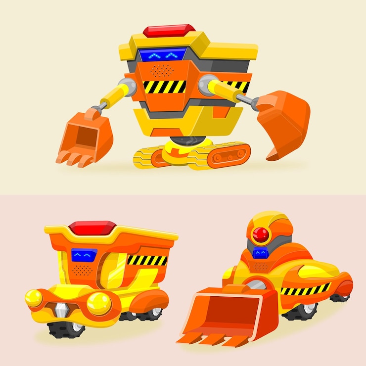Vector illustration of a robot with a construction car theme