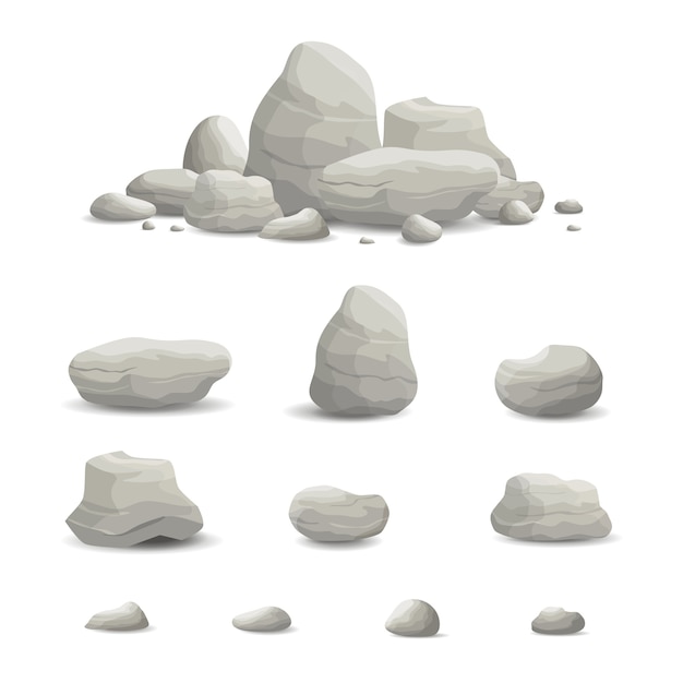 Illustrazione di rock and stone set