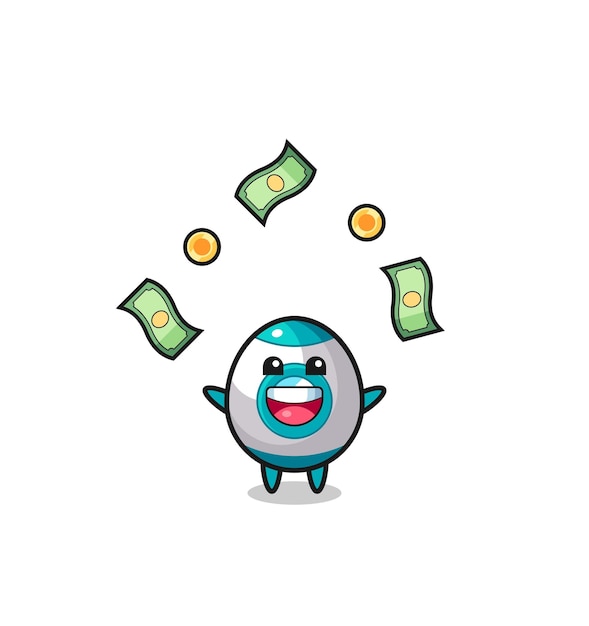 Illustration of the rocket catching money falling from the sky  cute design