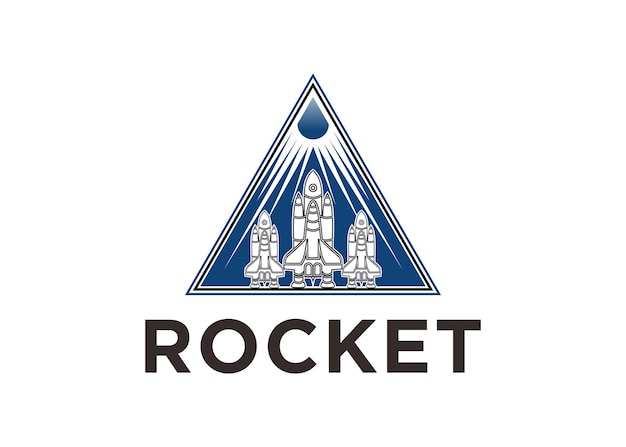 illustration rocket launch with triangle logo, letter A with rocket logo template