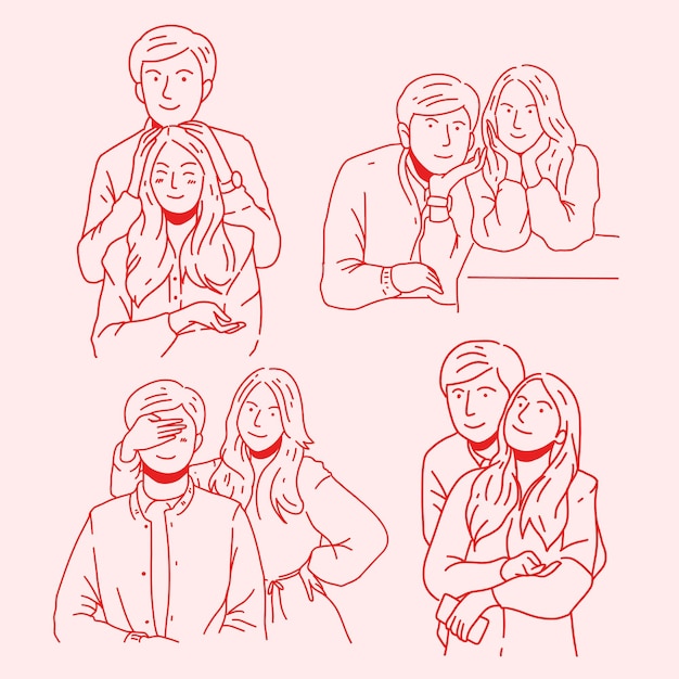 illustration of a romantic couple outline