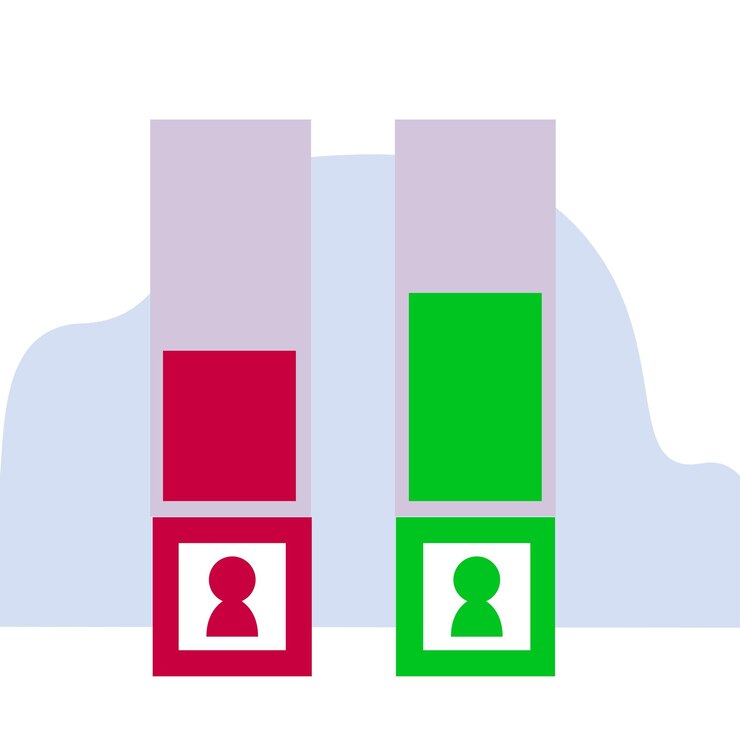 Vector illustration of a row of red green and blue office folders