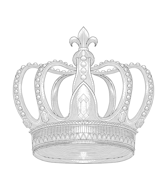 Vector illustration of the royal crown high detailed vector art vintage engraving style illustration