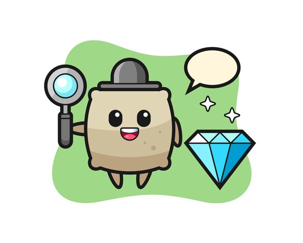 Illustration of sack character with a diamond , cute style design for t shirt, sticker, logo element