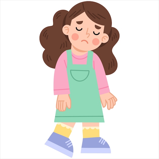 Illustration of Sad Girl Cartoon Character