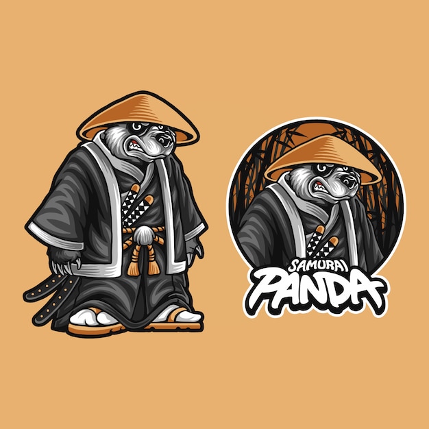 Illustration of samurai panda bear