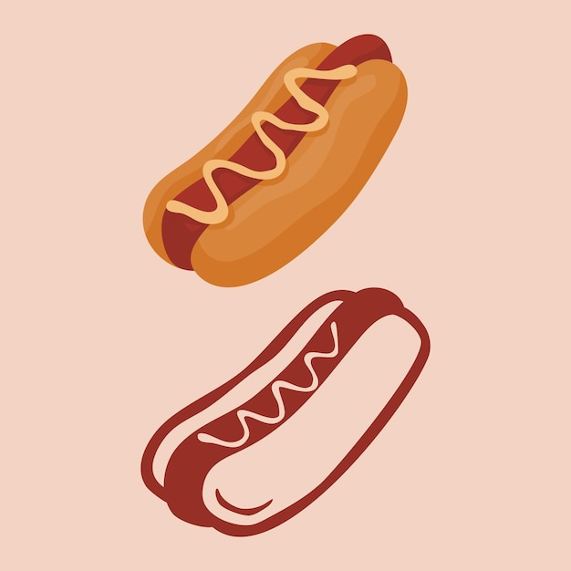 Vector illustration of a sandwich and line art of a sandwich