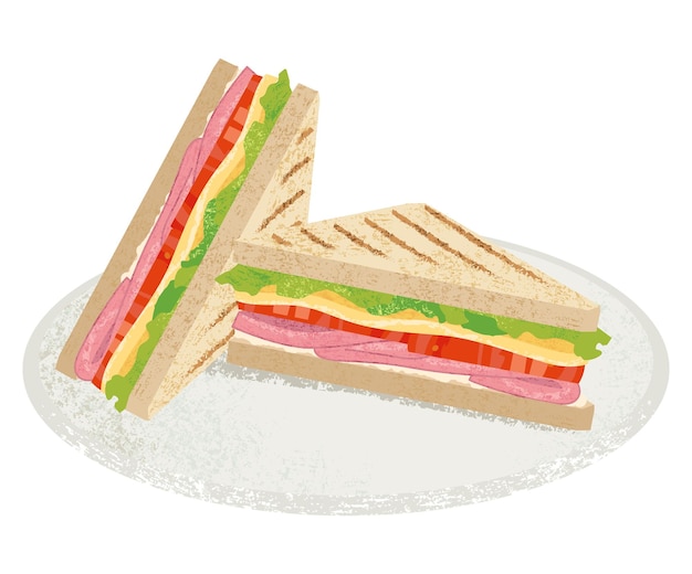 illustration of a sandwich on a plate