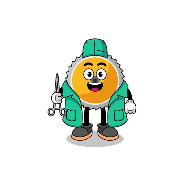 illustration of saw blade mascot as a surgeon