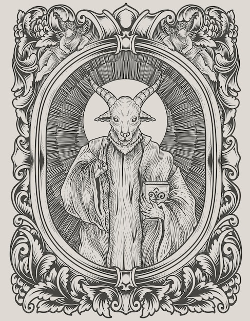 조각 장식에 그림 무서운 바포멧