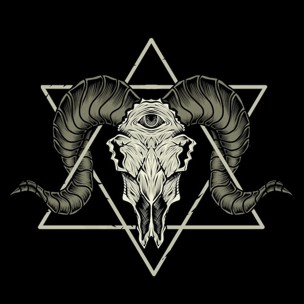 illustration scary goat skull