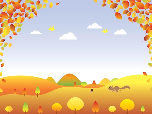 Illustration of the scenery that turned in red and yellow with autumn leaves