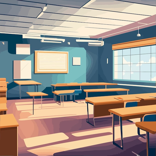 Anime classroom background illustration