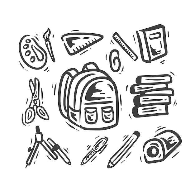 Illustration school tools icon set