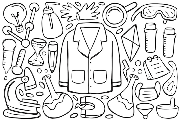 Premium Vector | Illustration of science doodle in cartoon style Premium Vector | Illustration of science doodle in cartoon style