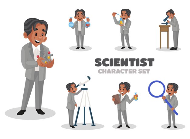 Illustration Of Scientist Character Set