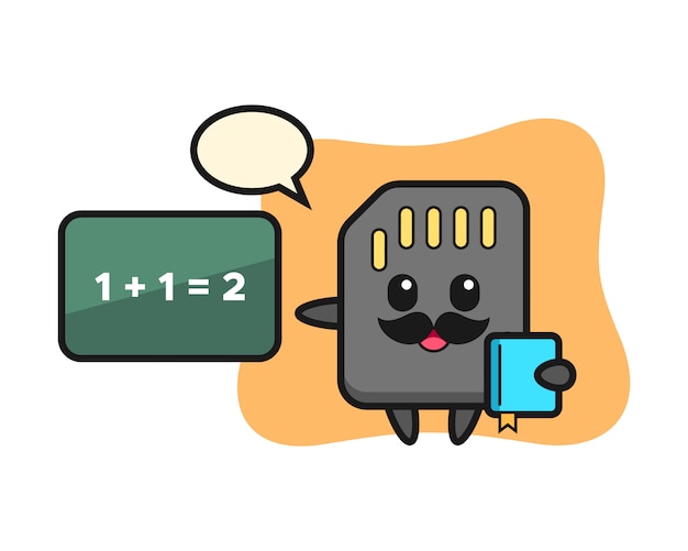 Illustration of SD card character as a teacher, cute style design for t shirt