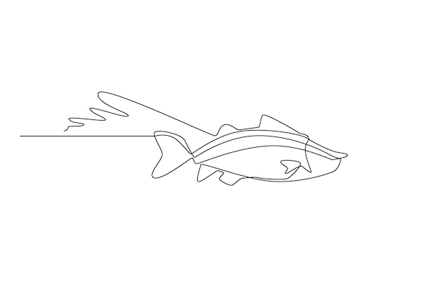 an illustration of sea creature and under water animals. Simple line and one line concept of fish.