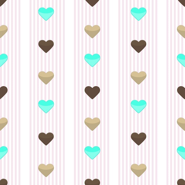 Illustration of Seamless heart pink stripped pattern