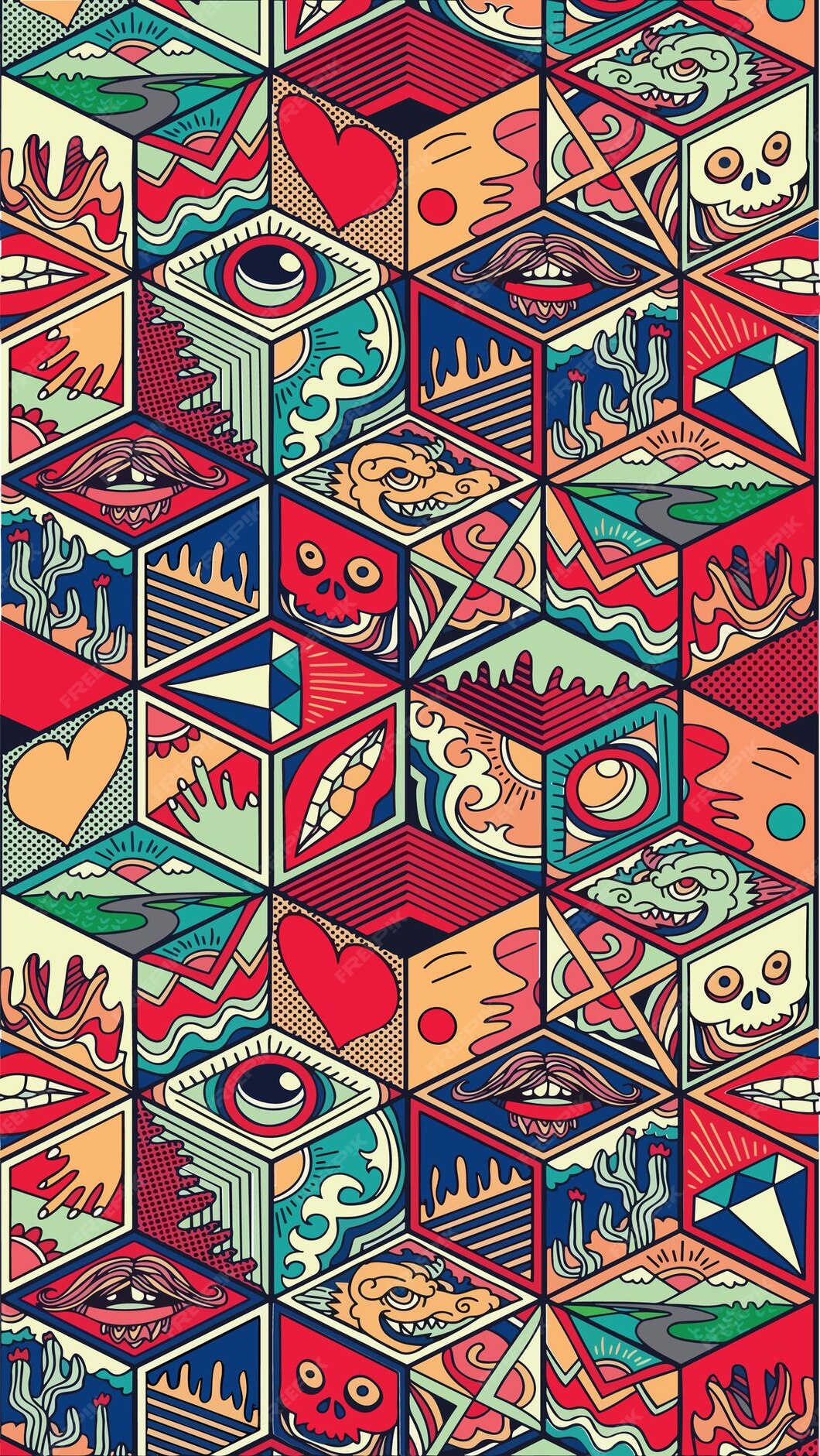 Premium Vector | Illustration of a seamless pattern of drawings and ...