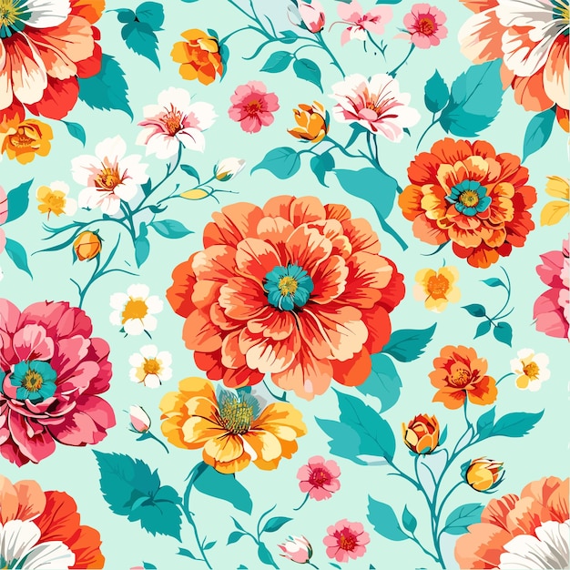 Illustration of a seamless pattern of flowers and roses