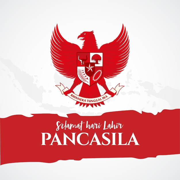 図。 selamat hari lahir pancasila。翻訳：幸せなパンカシラの日。 。