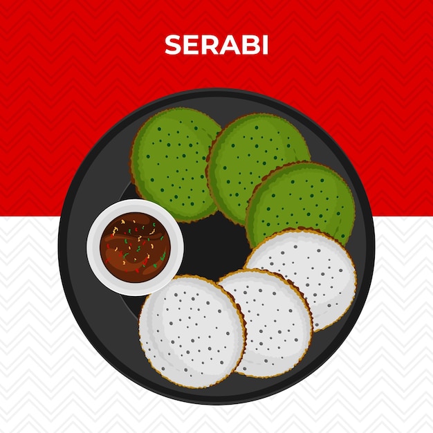 Vector illustration of serabi on a plate