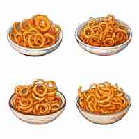 Vector illustration set of a bowl of onion ring